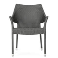 Set of 4 Grey PE Wicker Stackable Armchairs T854