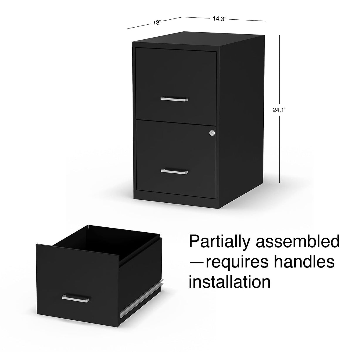 Black 2-Drawer Letter Size File Cabinet E542