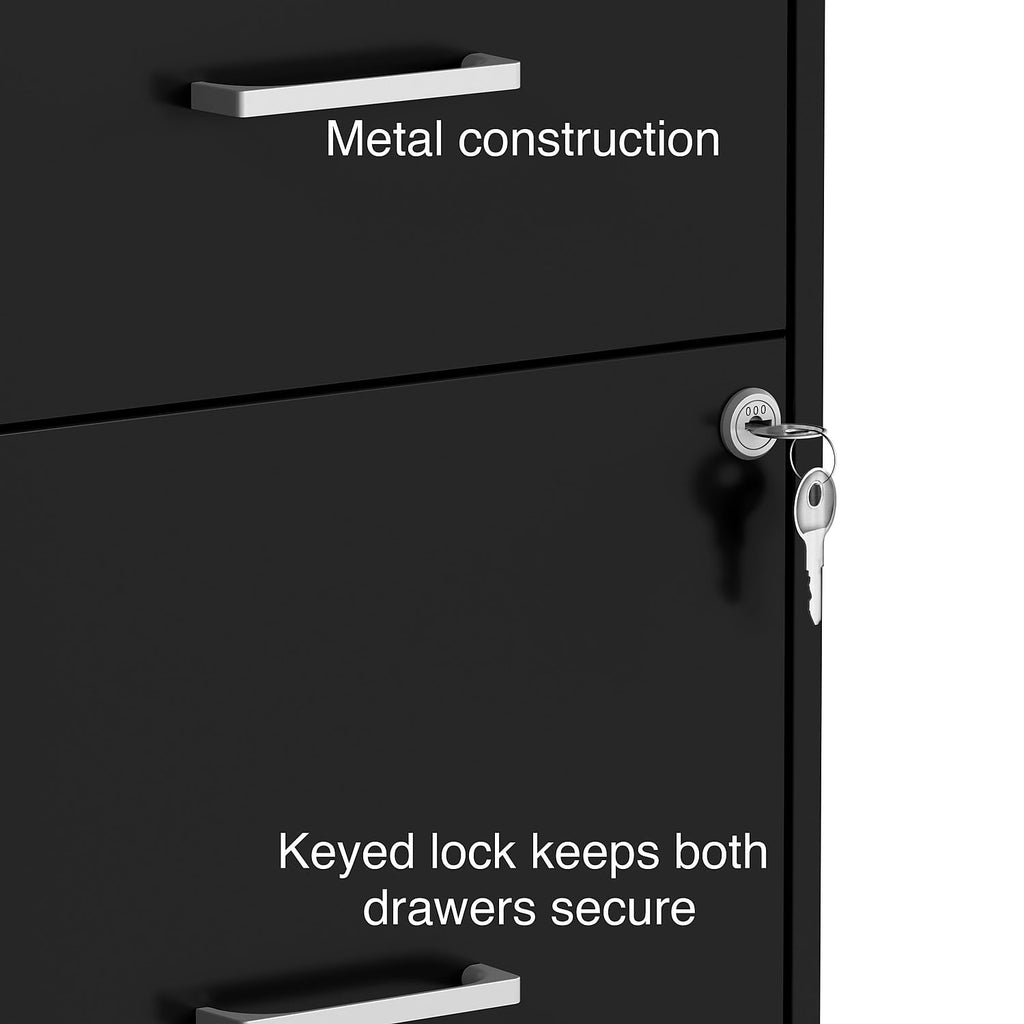 Black 2-Drawer Letter Size File Cabinet E542