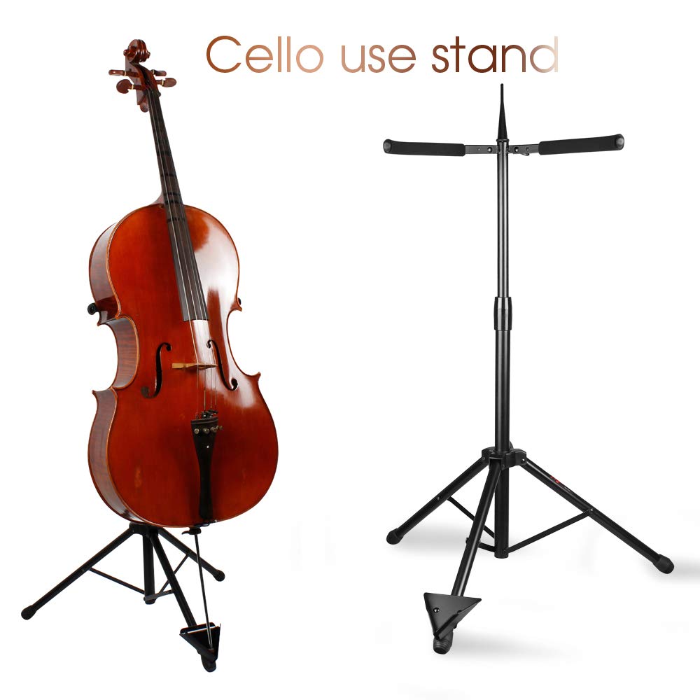 Adjustable Foldable Cello Stand with Bow Hook O77391