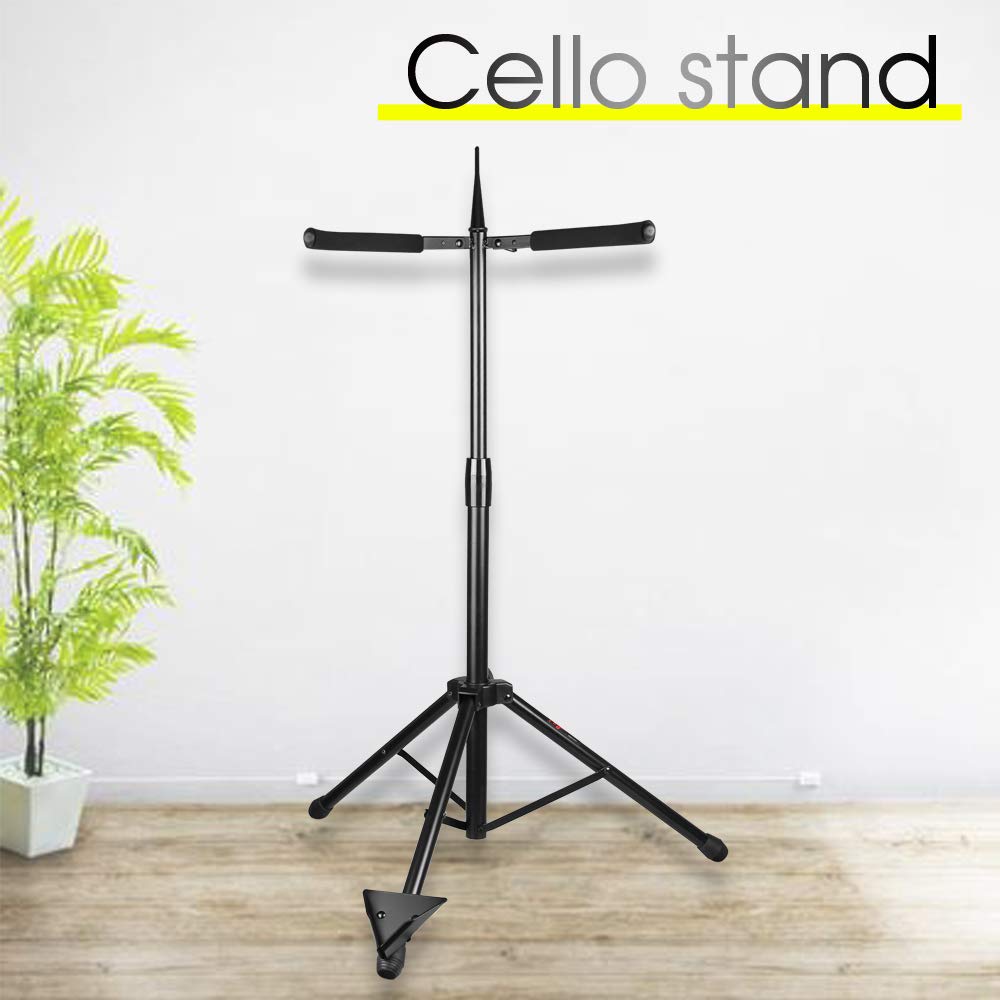 Adjustable Foldable Cello Stand with Bow Hook O77391