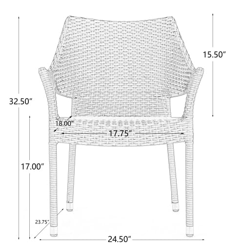 Set of 4 Grey PE Wicker Stackable Armchairs T854