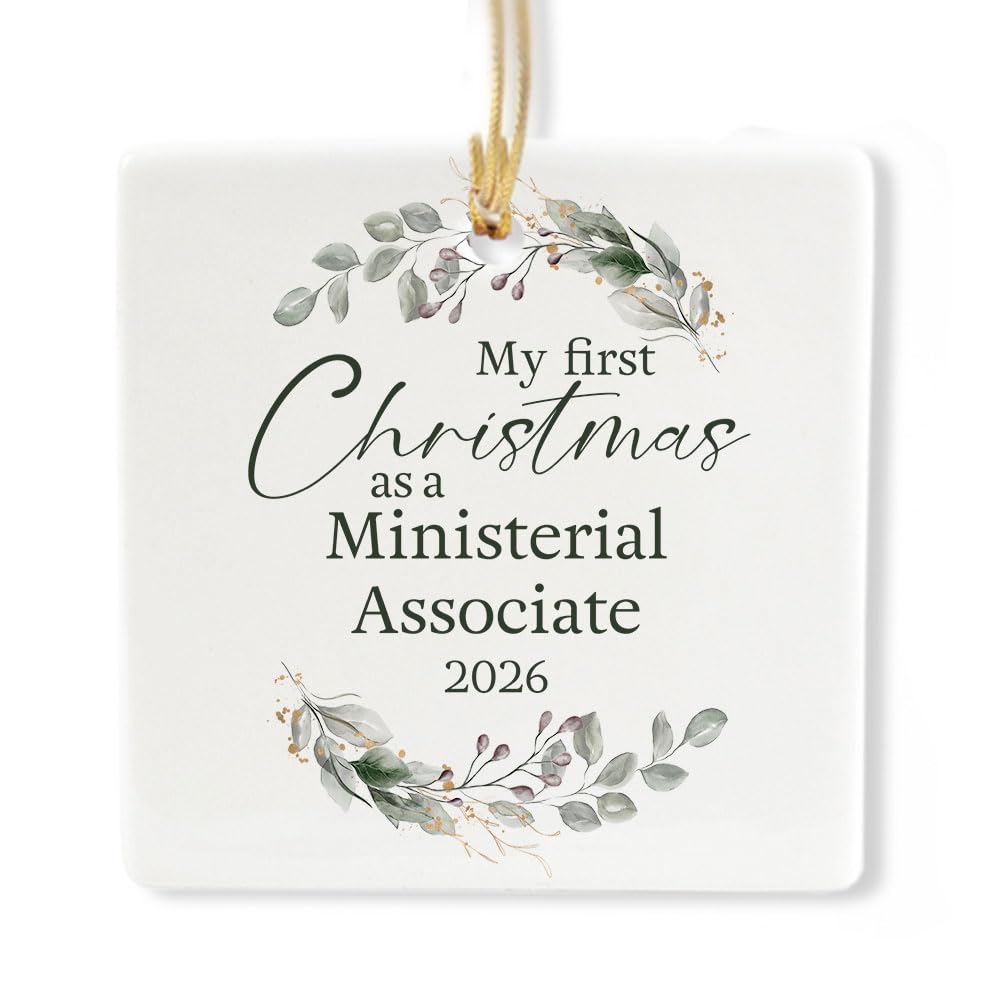 Ceramic 3-inch Square-Shaped Botanical Wreath Ornament Z3991
