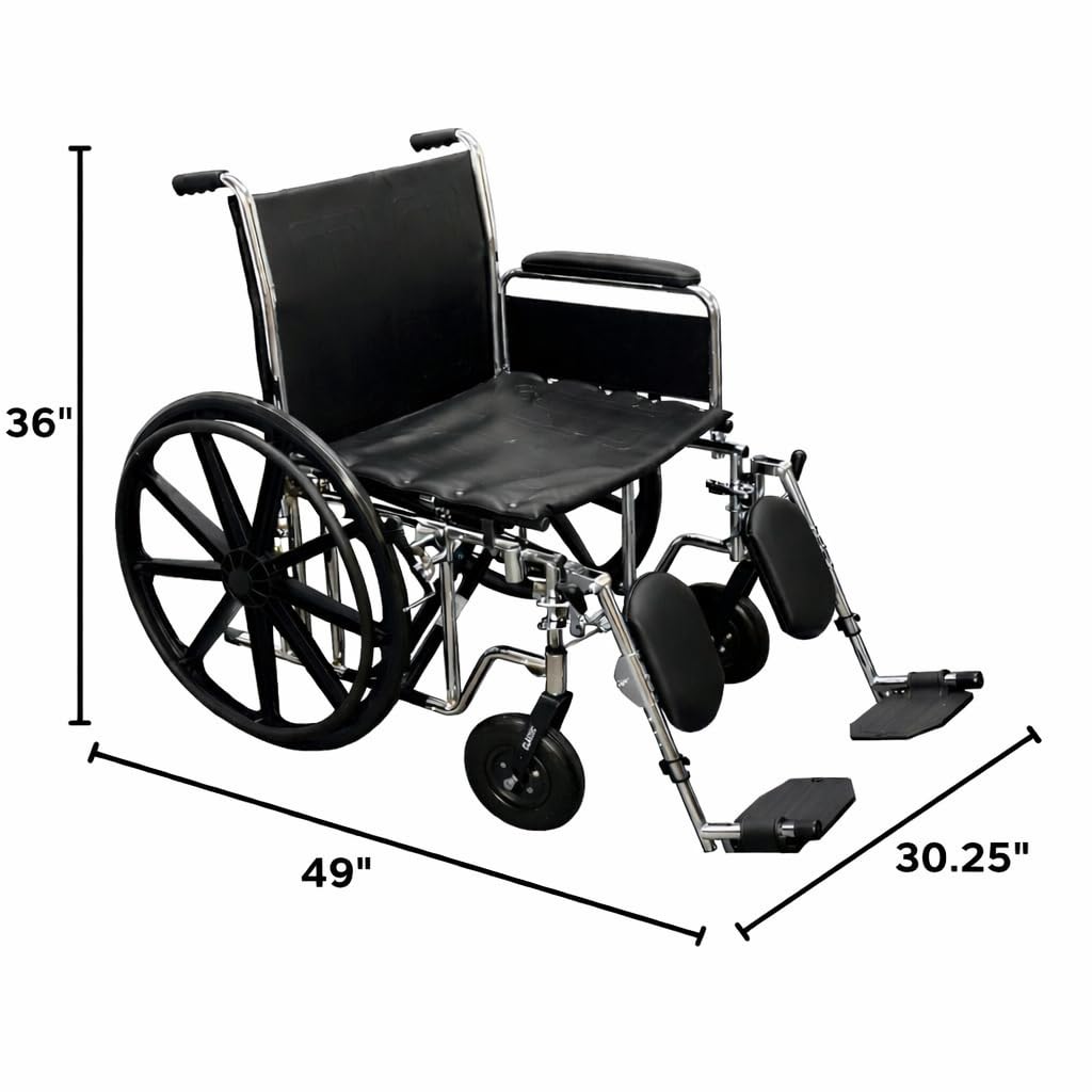 22" Heavy Duty Chrome Wheelchair with Removable Full Arms W235