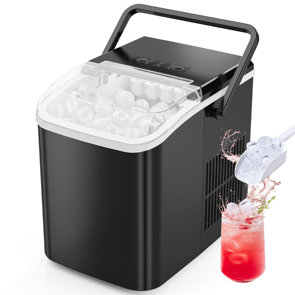 Portable Countertop Ice Maker with Scoop and Basket, 26.5lbs, Coal Black T13167