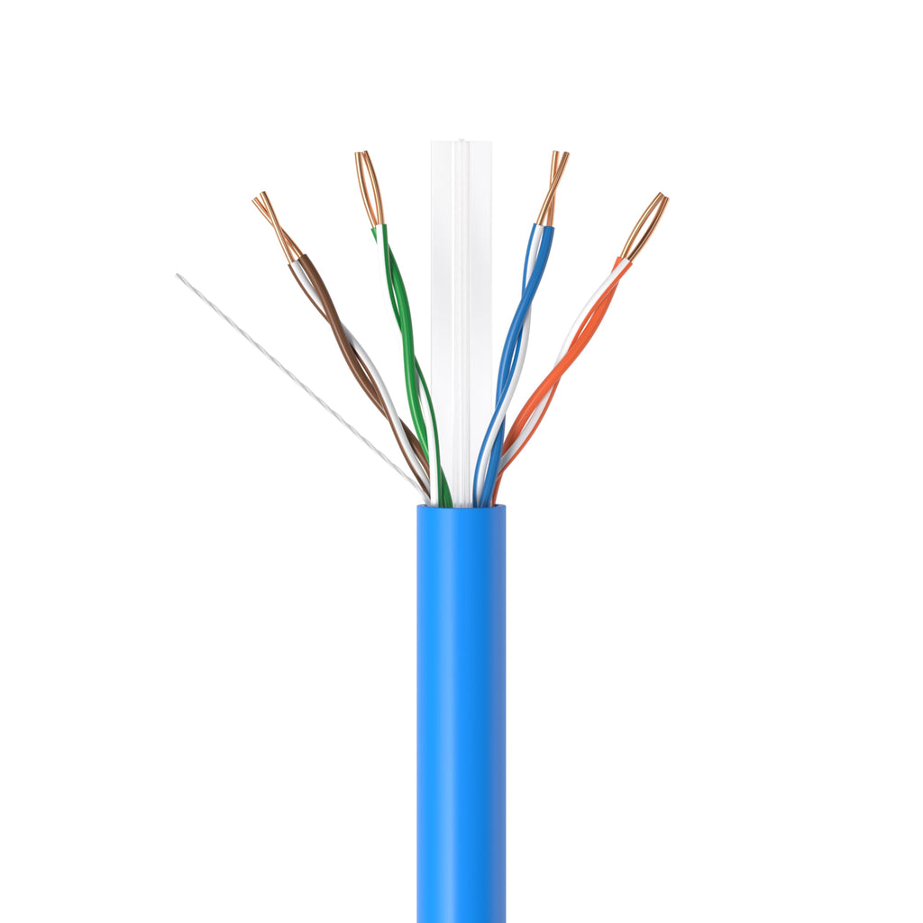 1000ft Cat6 Plenum Rated CMP 23AWG Solid CCA UTP 550MHz Bulk Network Cable Blue H205430