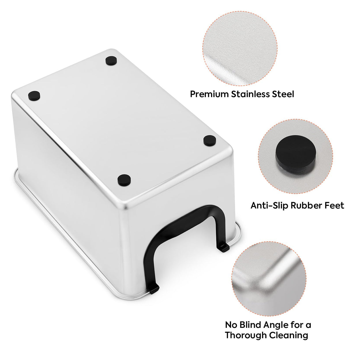 Extra Large Stainless Steel Cat Litter Box with High Sides E811