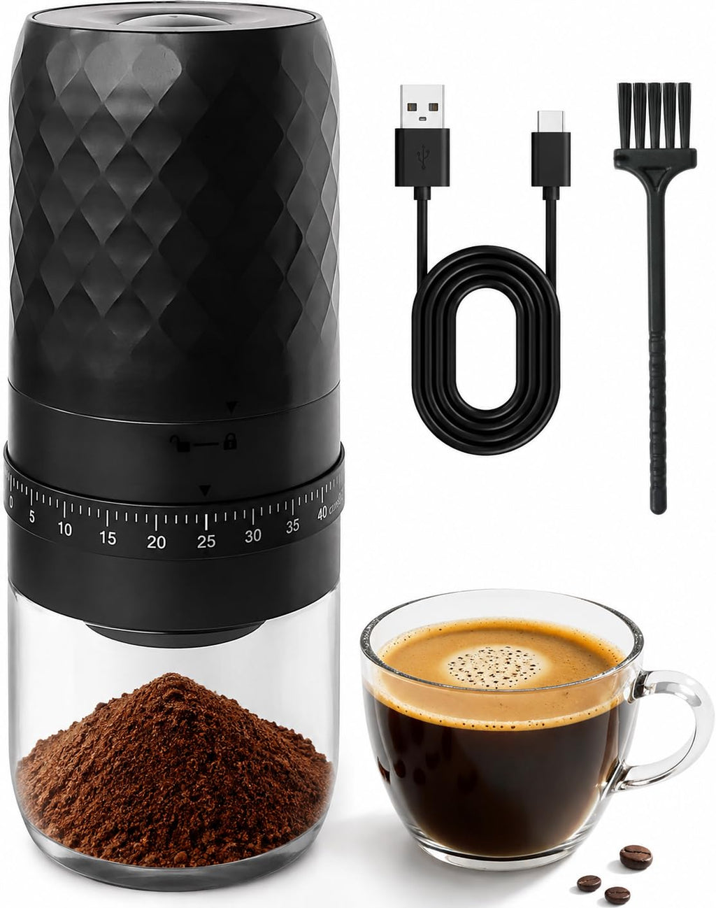 Portable Electric Coffee Grinder with 40 Adjustable Settings J7372