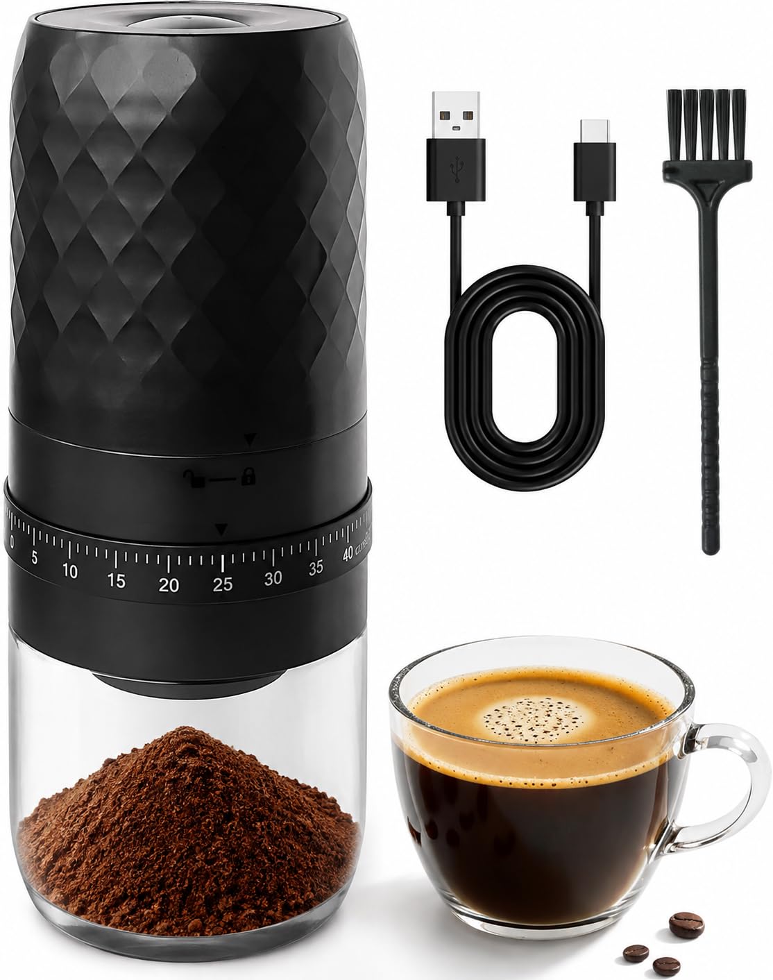 Portable Electric Coffee Grinder with 40 Adjustable Settings J7372