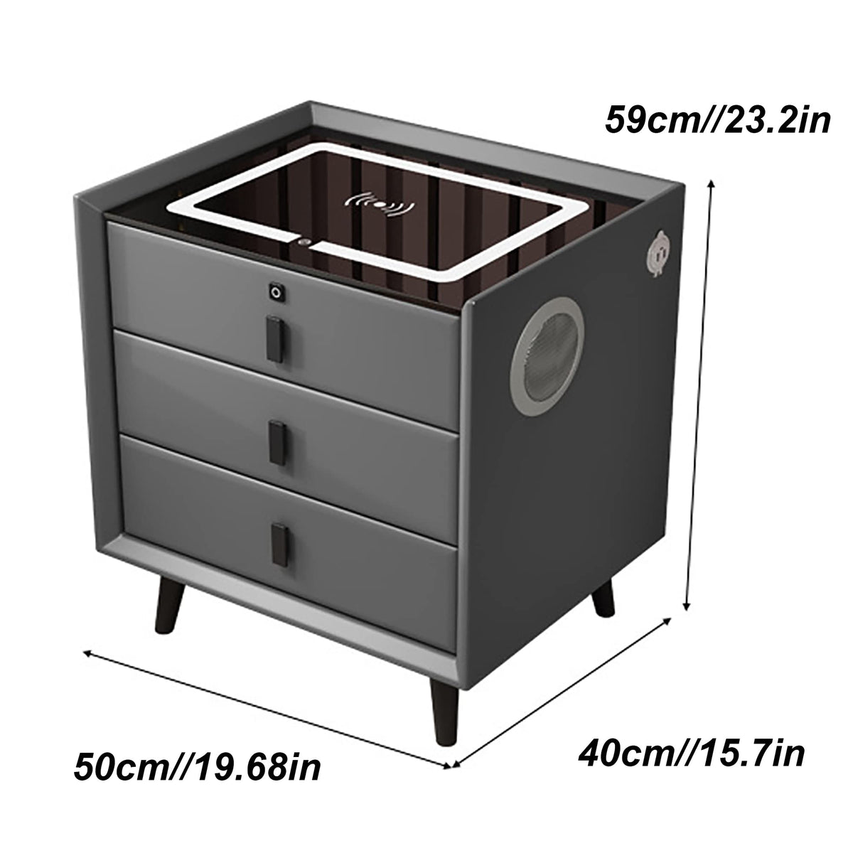 Orange 3 Drawer Nightstand with Wireless Charging Station and USB Charging Z978665