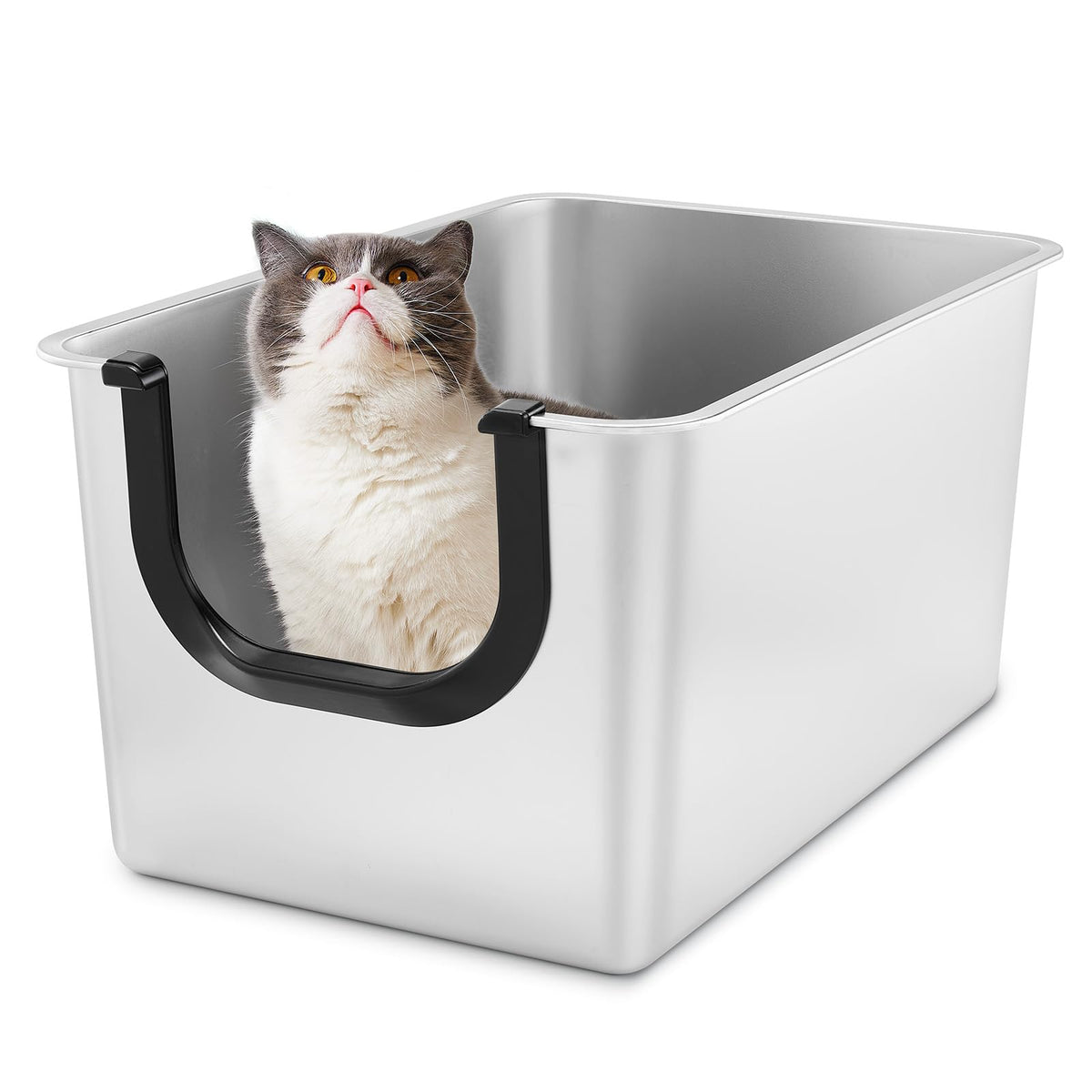 Extra Large Stainless Steel Cat Litter Box with High Sides E811