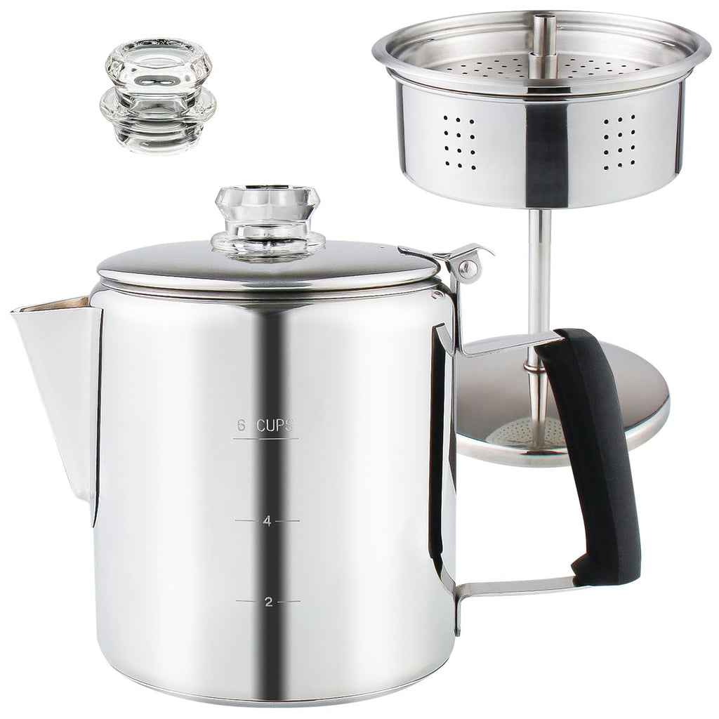 Stainless Steel Stove Top Percolator Coffee Pot 6 Cup I43599