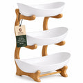 3 Tier Plastic Fruit Basket with Bamboo Stand J525