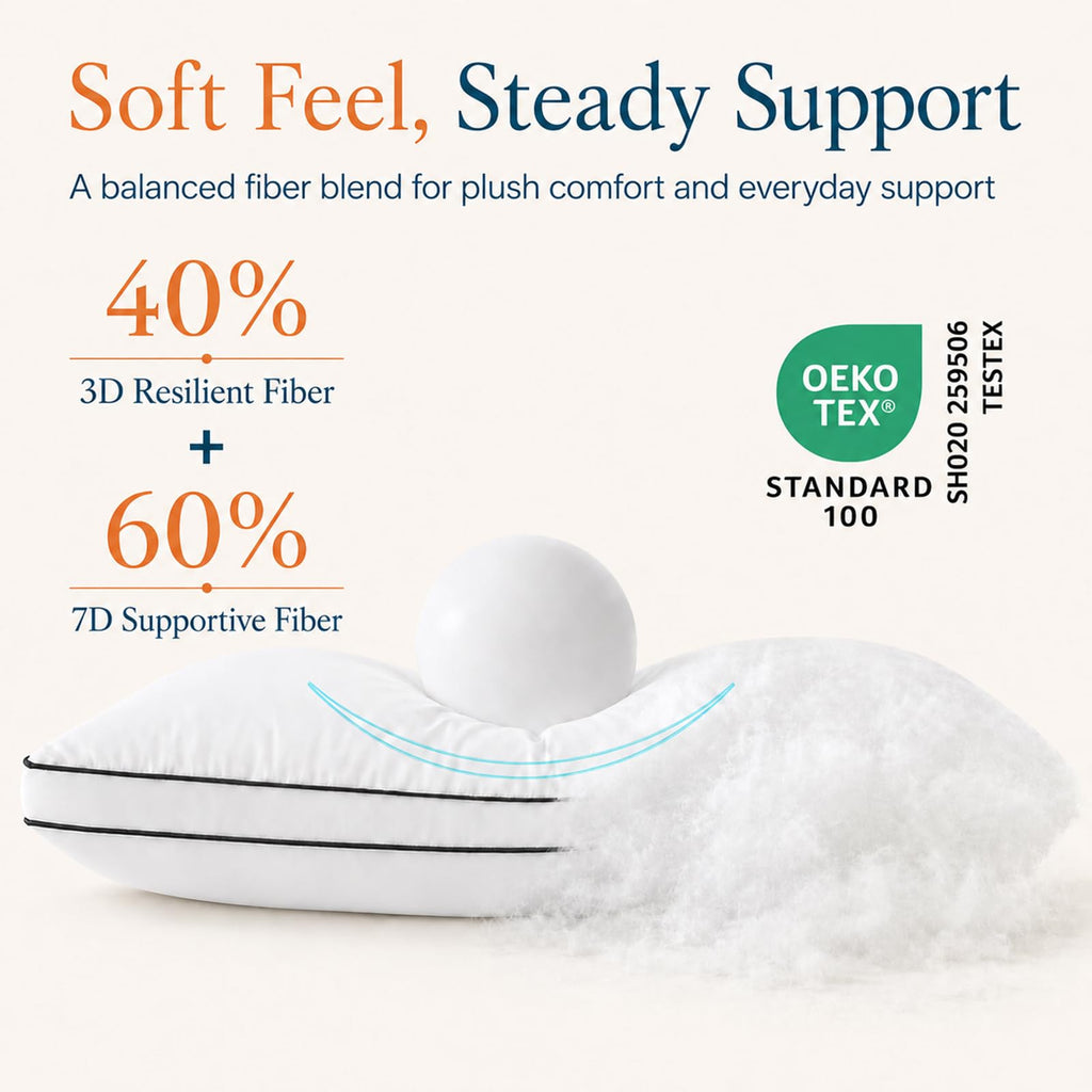 Queen Size Set of 2 Gusseted Bed Pillow M24868