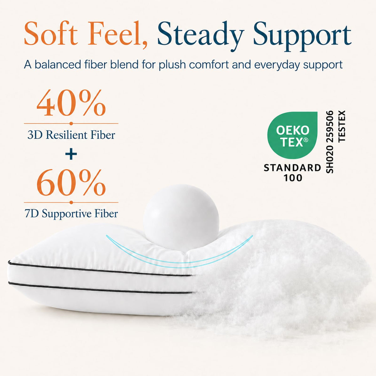 Queen Size Set of 2 Gusseted Bed Pillow M24868