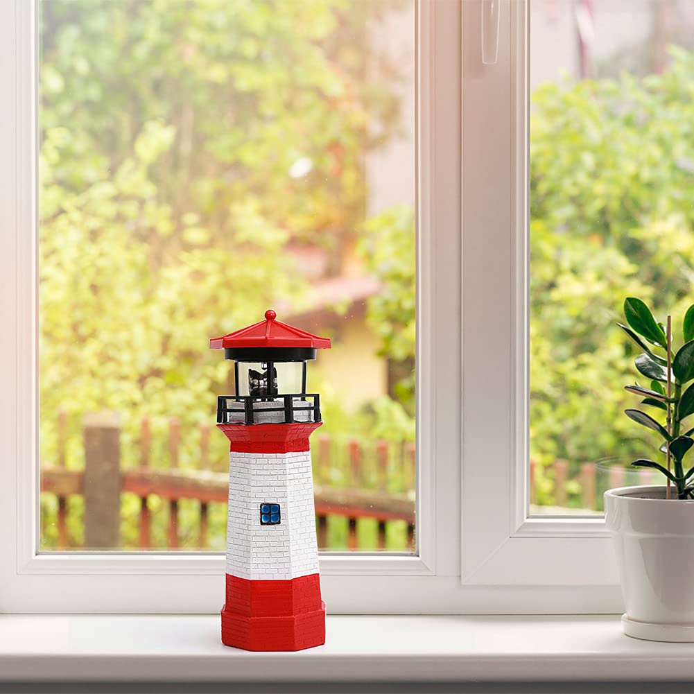 Solar Lighthouse Outdoor Decor with Rotating Beacon M685846