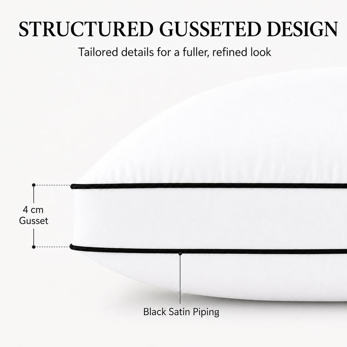 Queen Size Set of 2 Gusseted Bed Pillow M24868