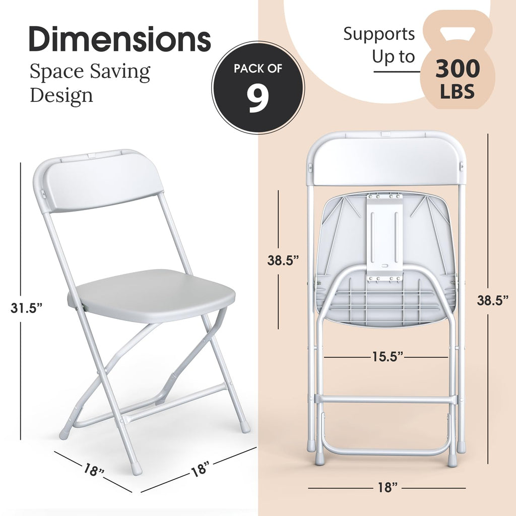White Foldable Plastic Chair 9 Pack E3533