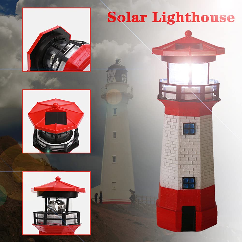 Solar Lighthouse Outdoor Decor with Rotating Beacon M685846