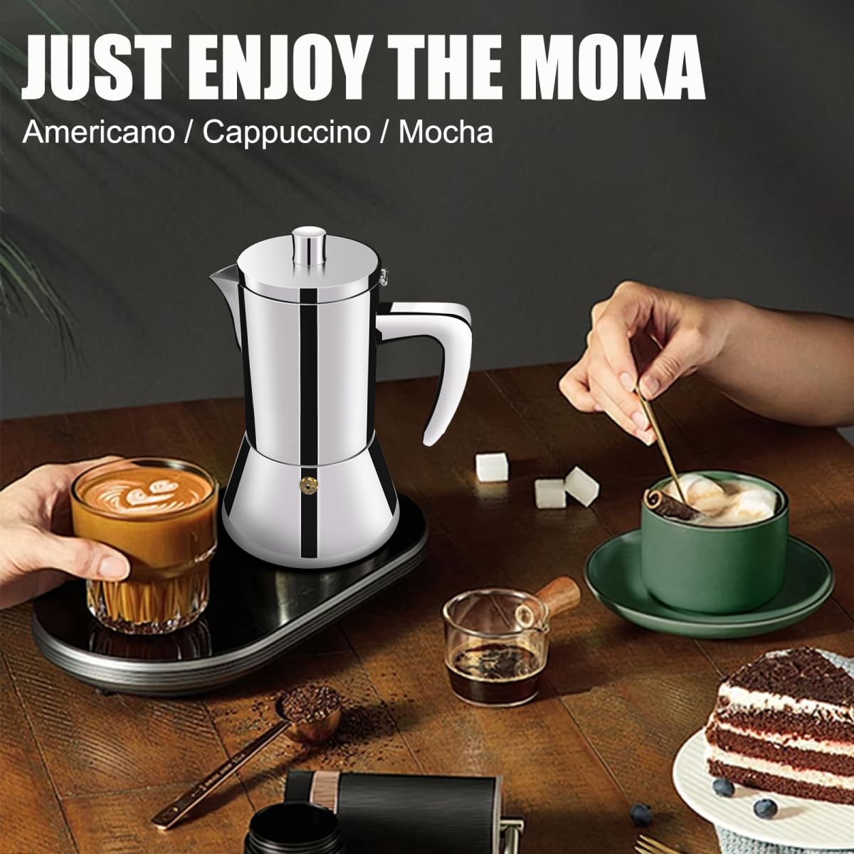 12 Cup 304 Stainless Steel Moka Pot Stovetop Espresso Maker 600ml F25126
