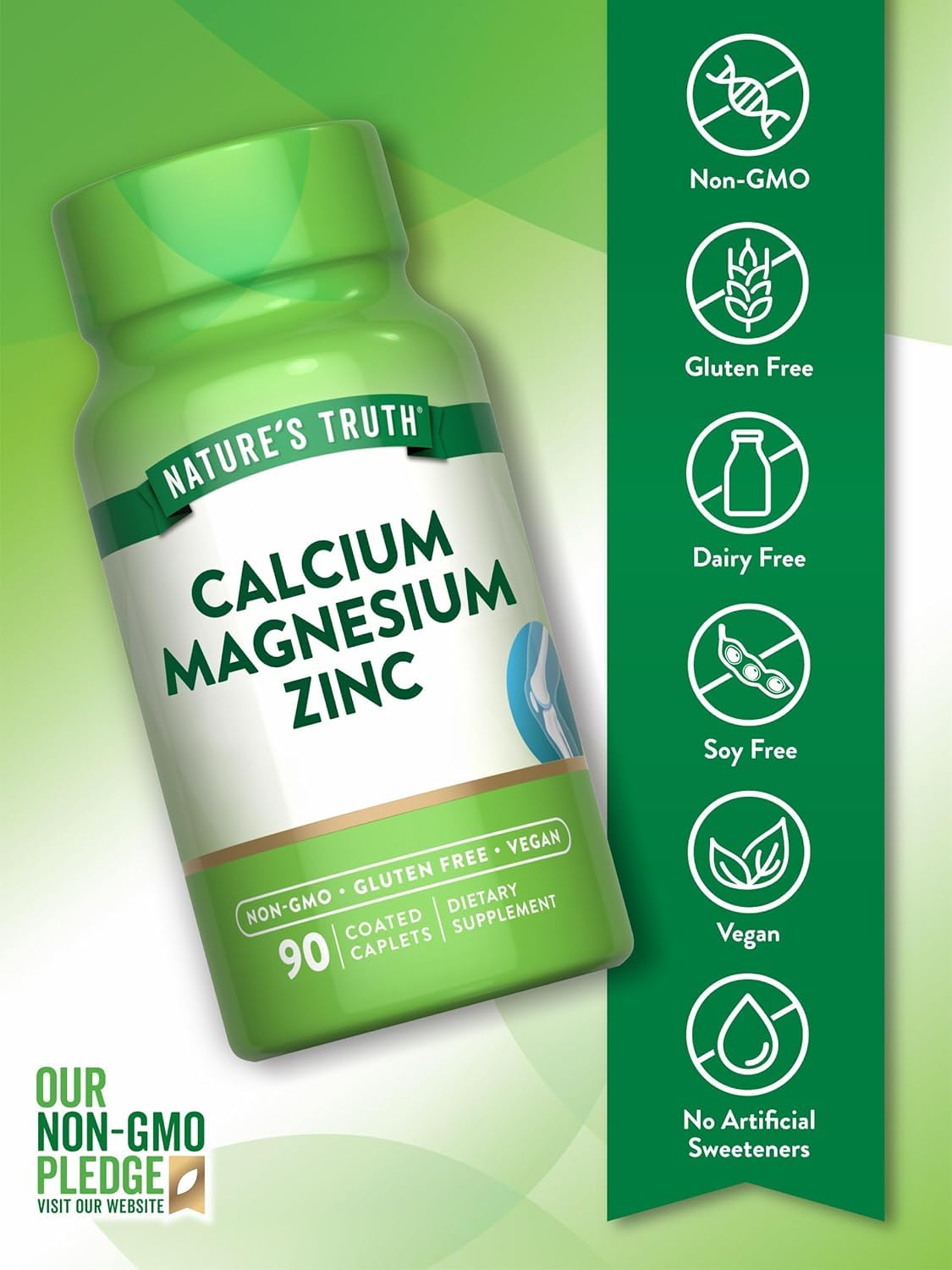 Calcium Magnesium Zinc Plus Vitamin D3 Caplets 90 Ct Pack of 2 O5039