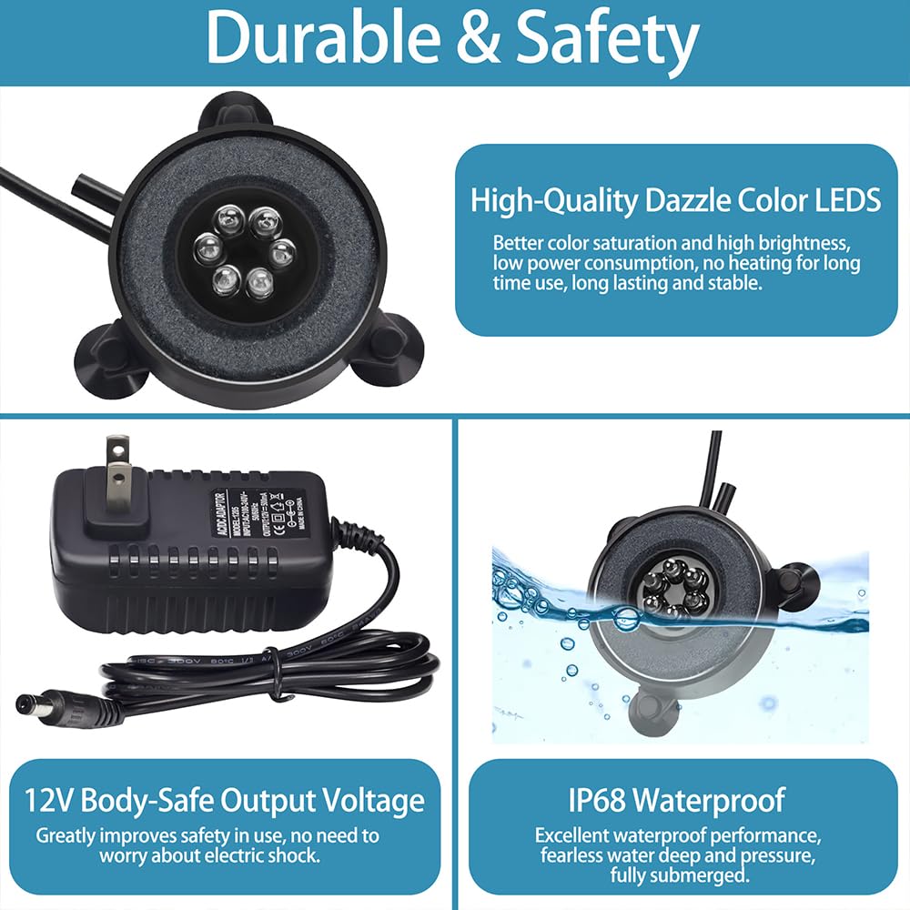 2 Inch LED Air Bubble Stone Disk with Air Tubing E592
