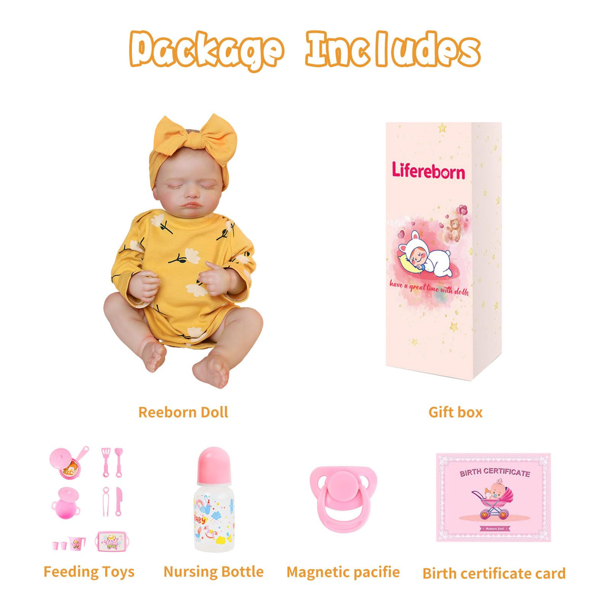 20 Inch Realistic Sleeping Newborn Baby Doll Full Vinyl Body W12624