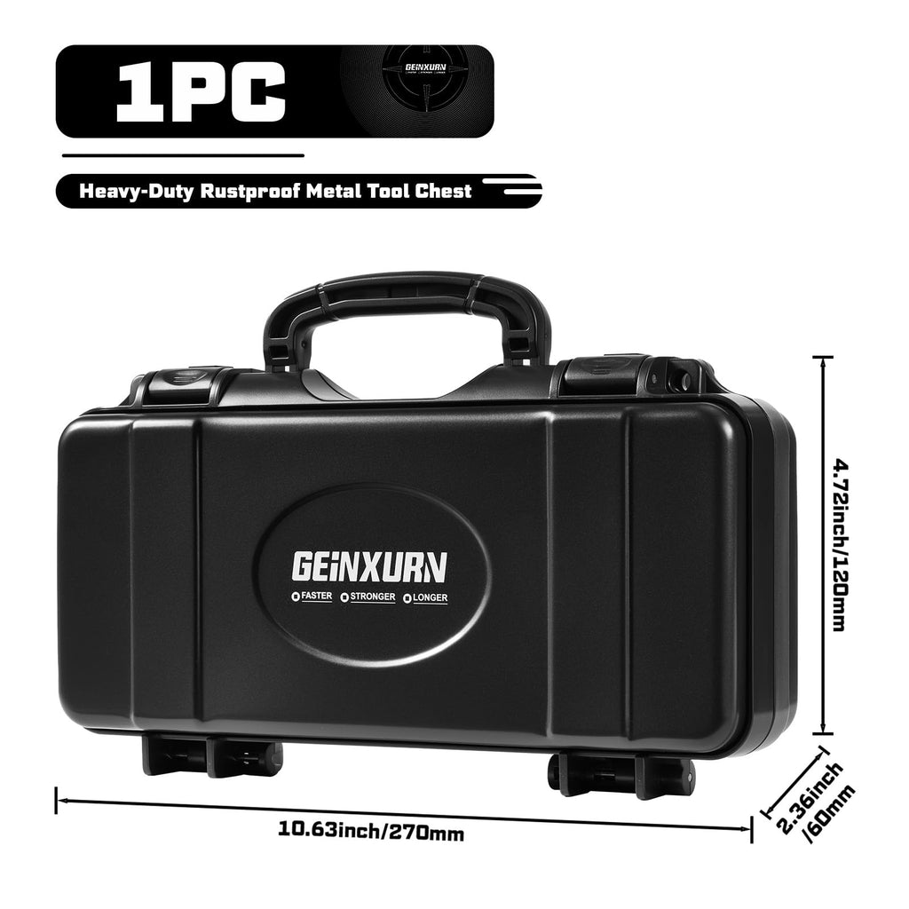 Black Steel Tool Box with Safety Latch and Handle J3467