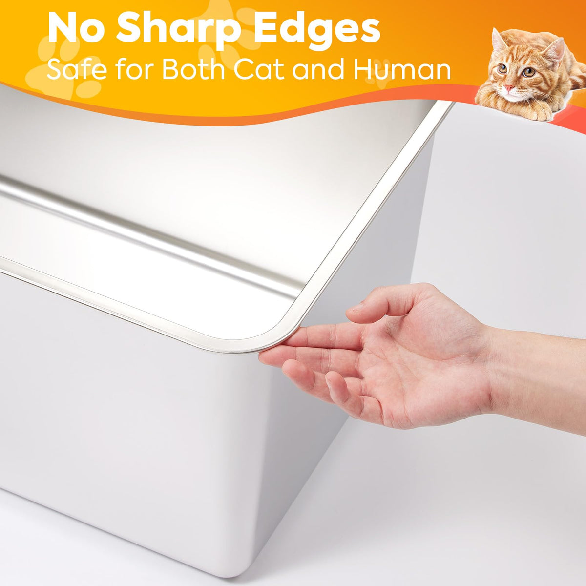 Extra Large Stainless Steel Cat Litter Box with High Sides E811