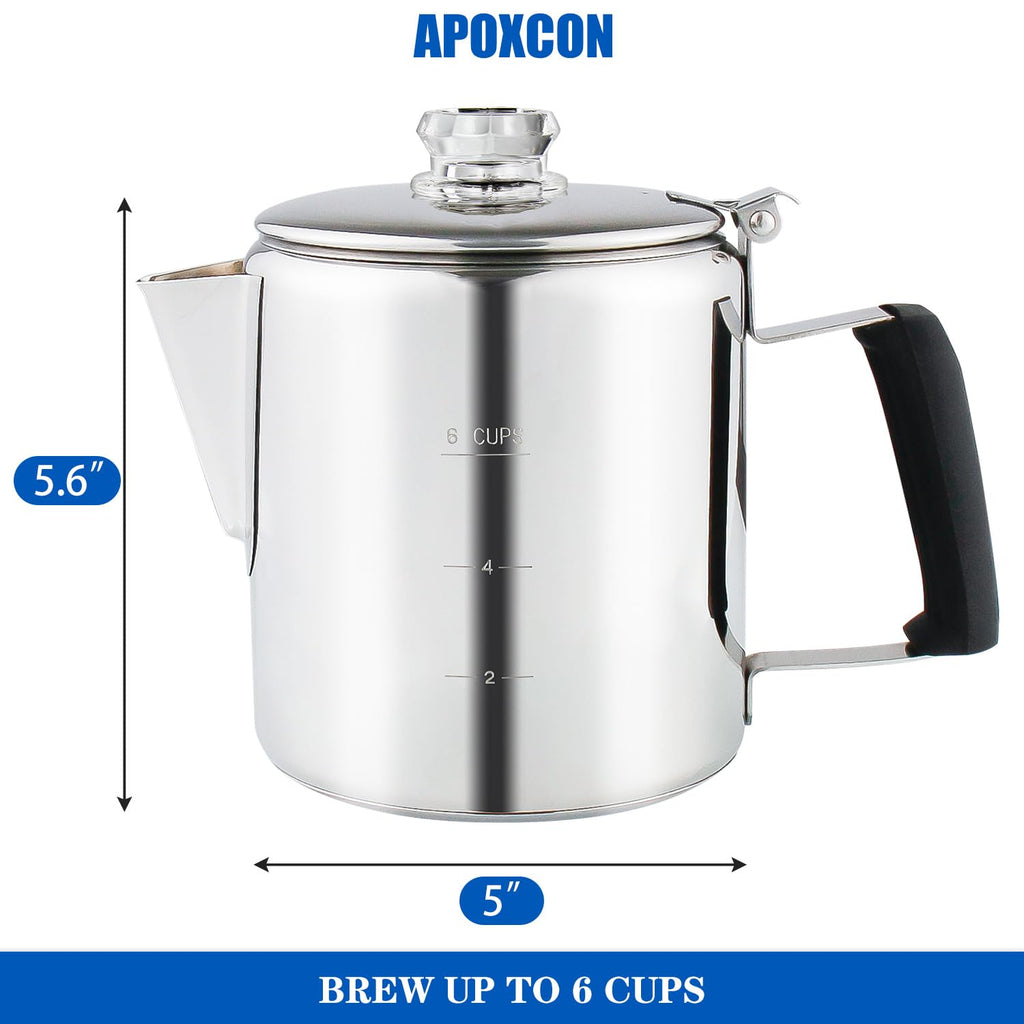 Stainless Steel Stove Top Percolator Coffee Pot 6 Cup I43599