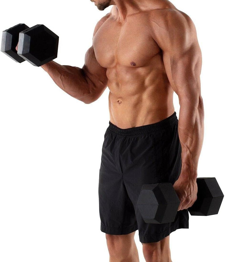 Rubber Coated Cast Iron Hex Dumbbells I7882