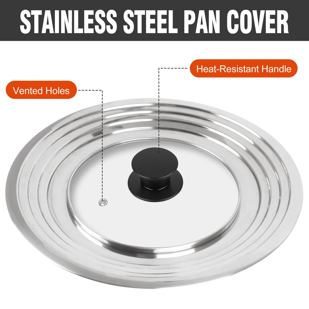 Universal Lid for Pots and Pans Skillets 8.2-12.5 Inch Stainless Steel P65520