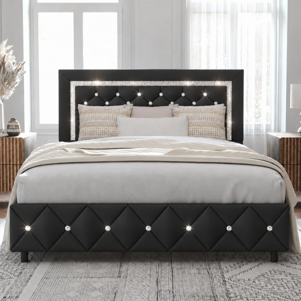 Full Size Upholstered Platform Bed with Headboard F965
