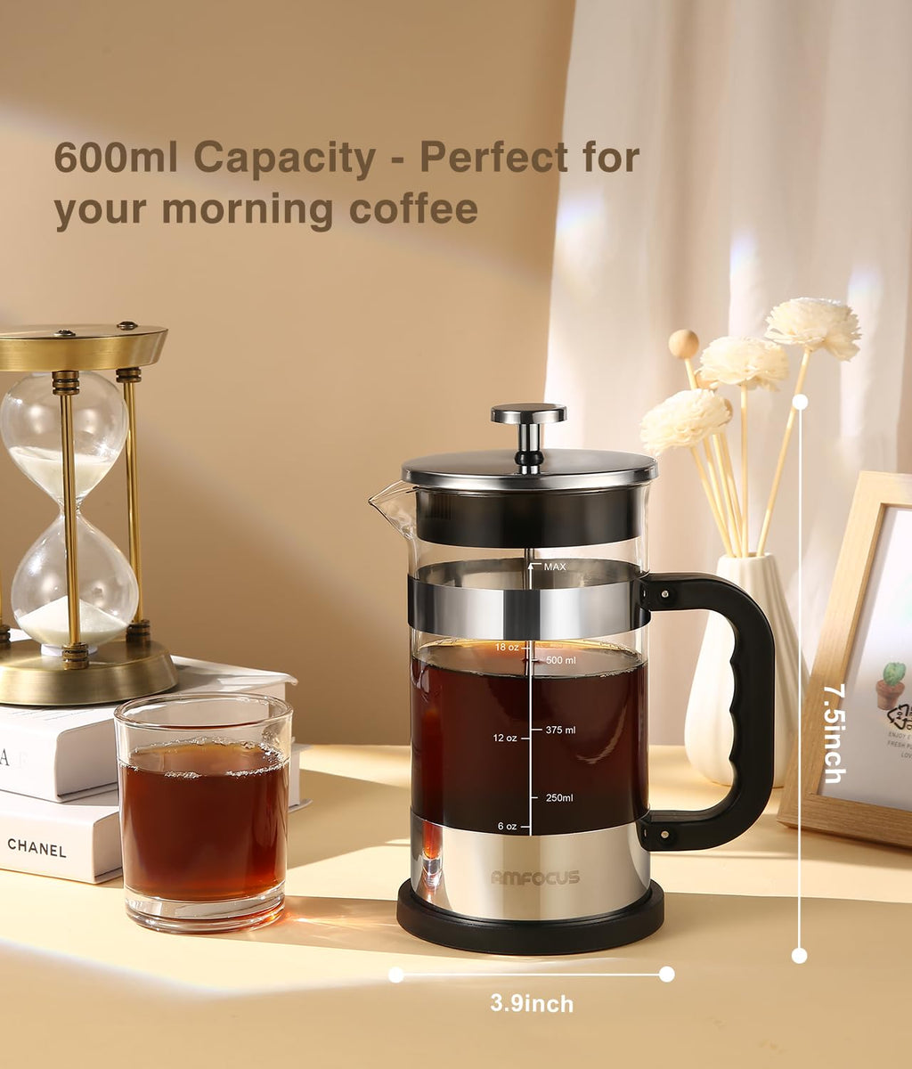 French Press Coffee Maker 21OZ Borosilicate Glass Y123