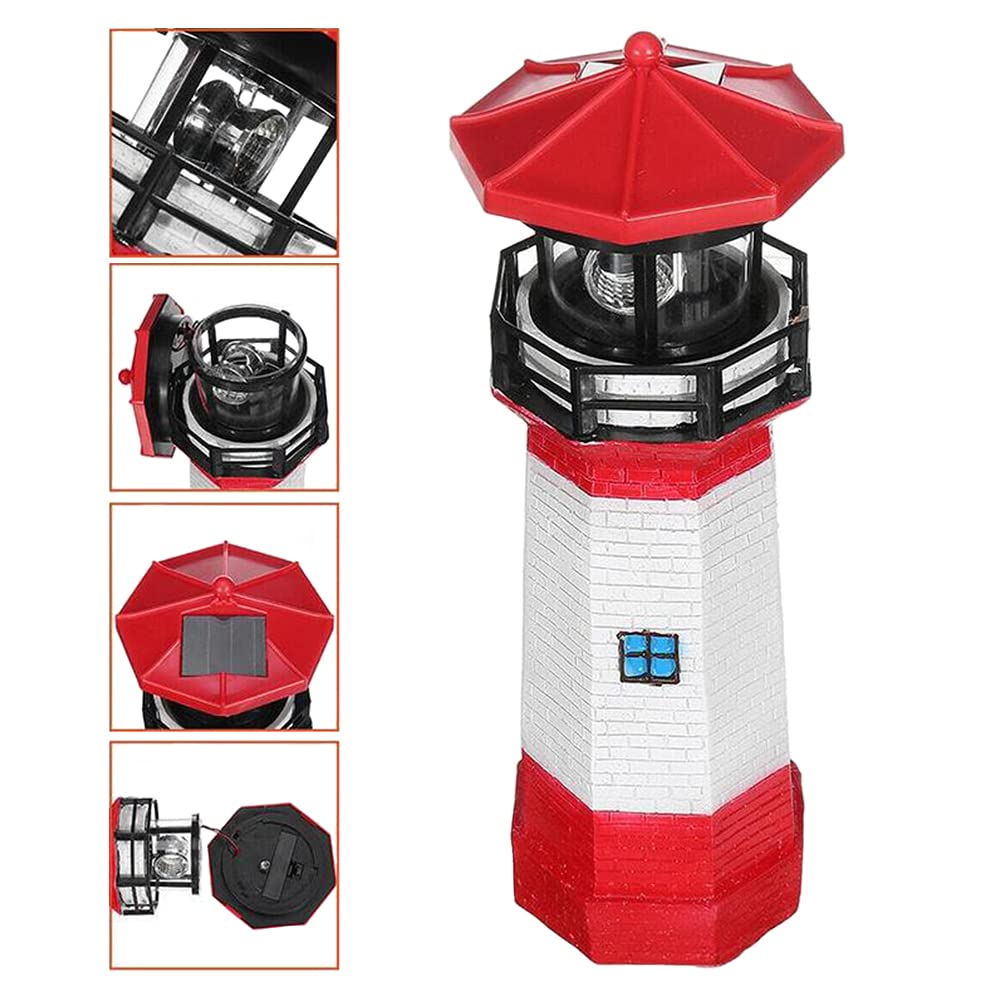 Solar Lighthouse Outdoor Decor with Rotating Beacon M685846