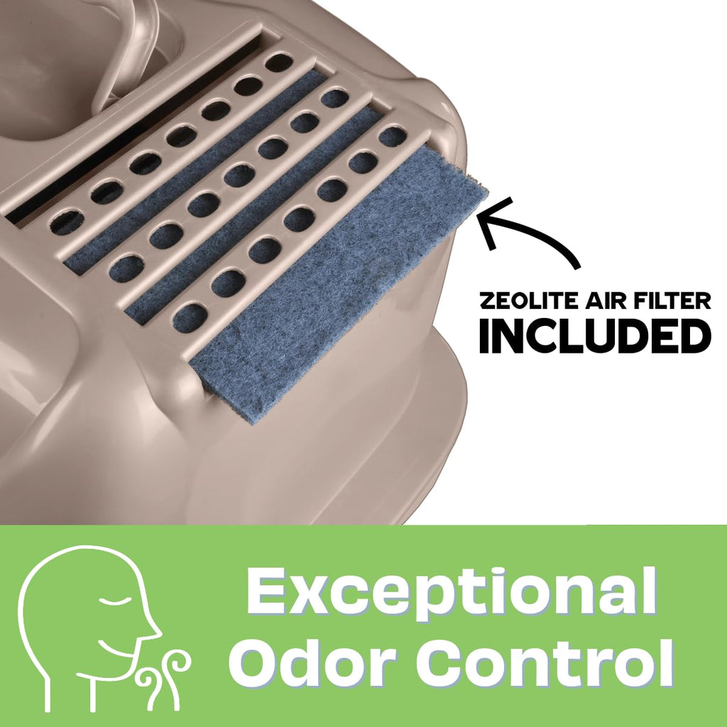 Large Enclosed Sifting Cat Pan with Odor Door, Hooded, Beige W158775