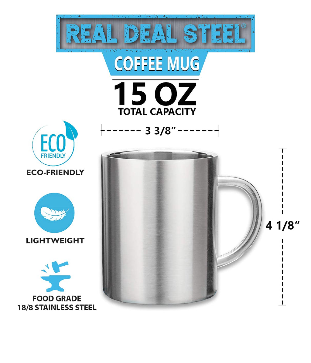 15 oz Double Wall Stainless Steel Insulated Mug Set of 2 M652
