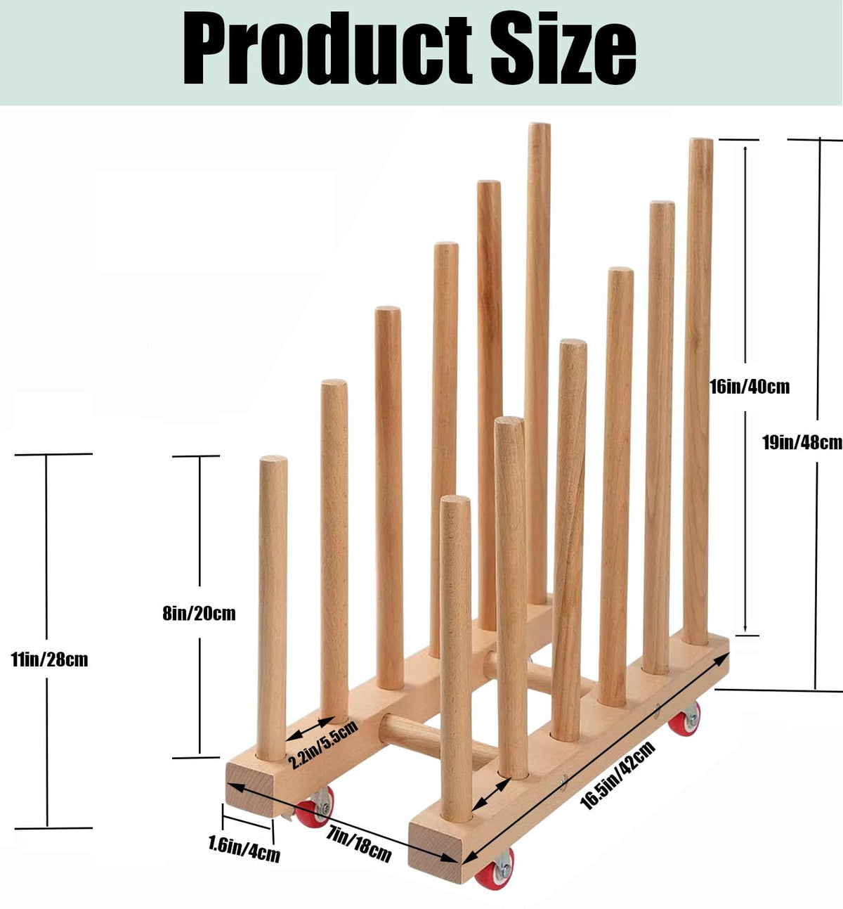 Artwork Storage Rack with Brake Caster Wheels 12in K53946