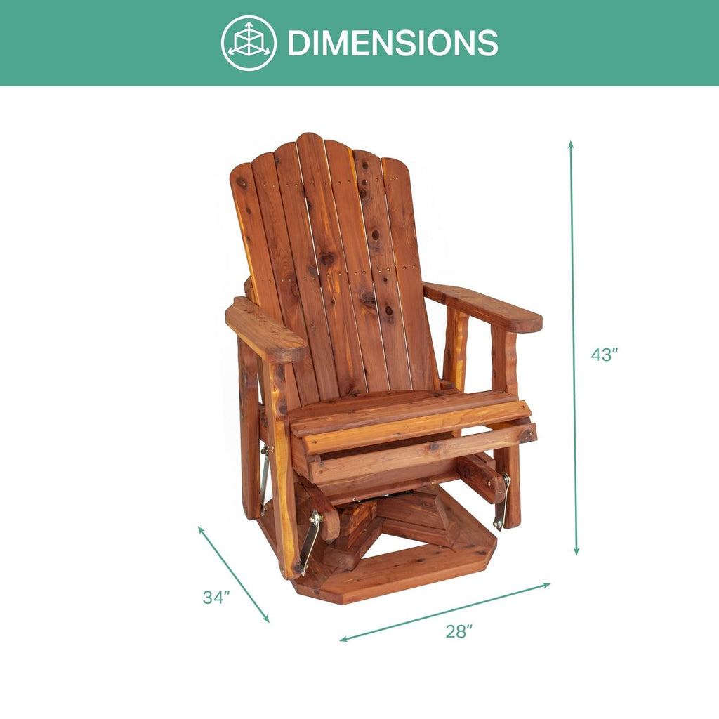 Cedar Adirondack Swivel Glider Outdoor Patio Chair G30699