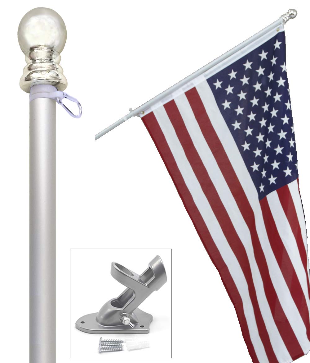 3x5 ft US Flag and 6 ft Aluminum Flag Pole Kit with Holder U3312