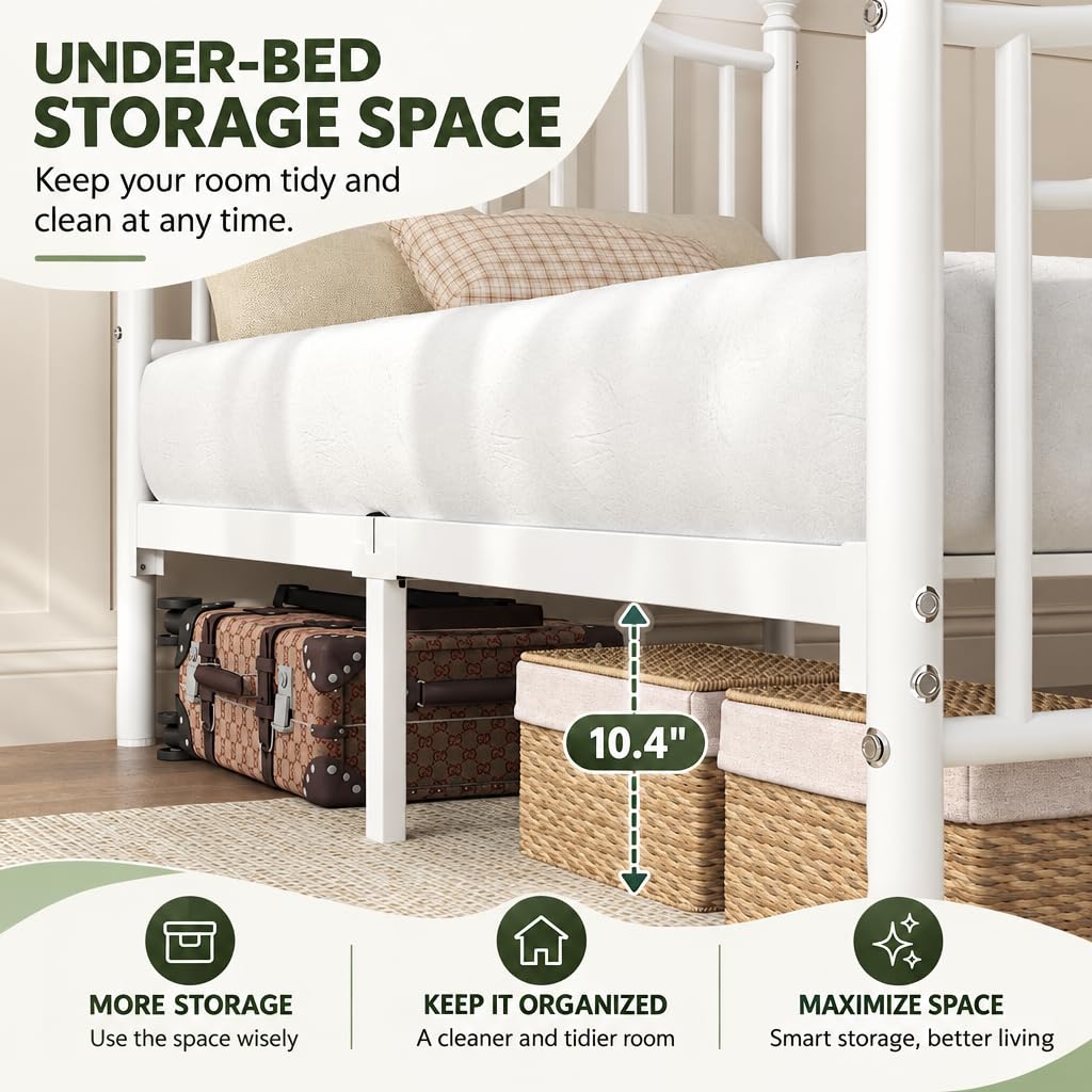 Twin Size Bed Frame with Victorian Headboard & Footboard L27294