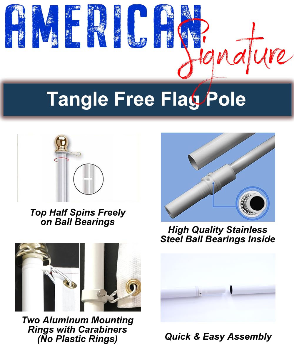 3x5 ft US Flag and 6 ft Aluminum Flag Pole Kit with Holder U3312