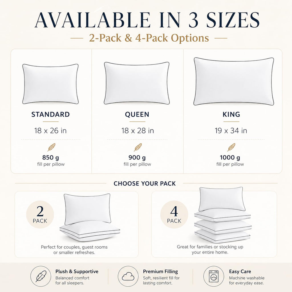 Queen Size Set of 2 Gusseted Bed Pillow M24868