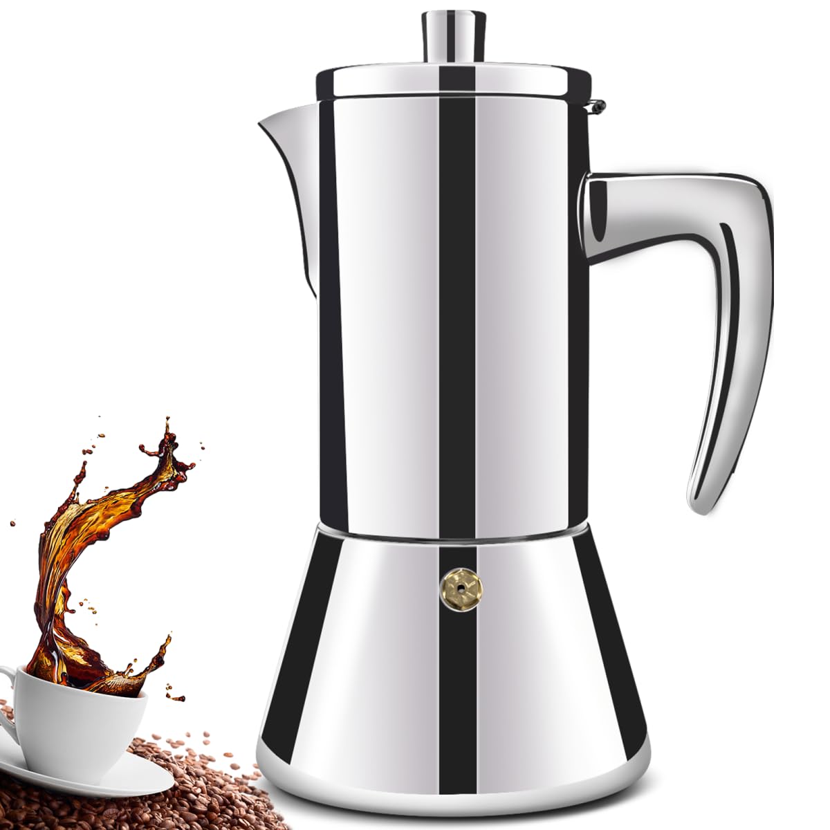 12 Cup 304 Stainless Steel Moka Pot Stovetop Espresso Maker 600ml F25126