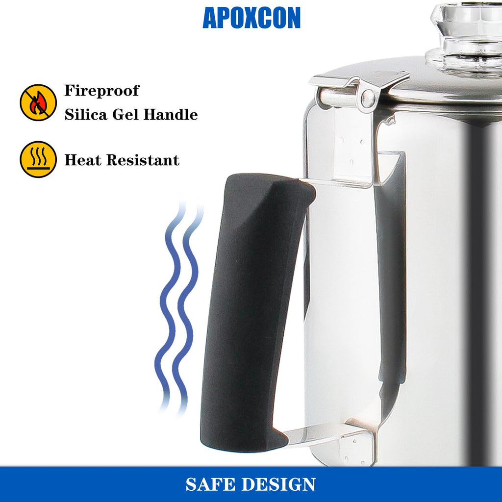 Stainless Steel Stove Top Percolator Coffee Pot 6 Cup I43599