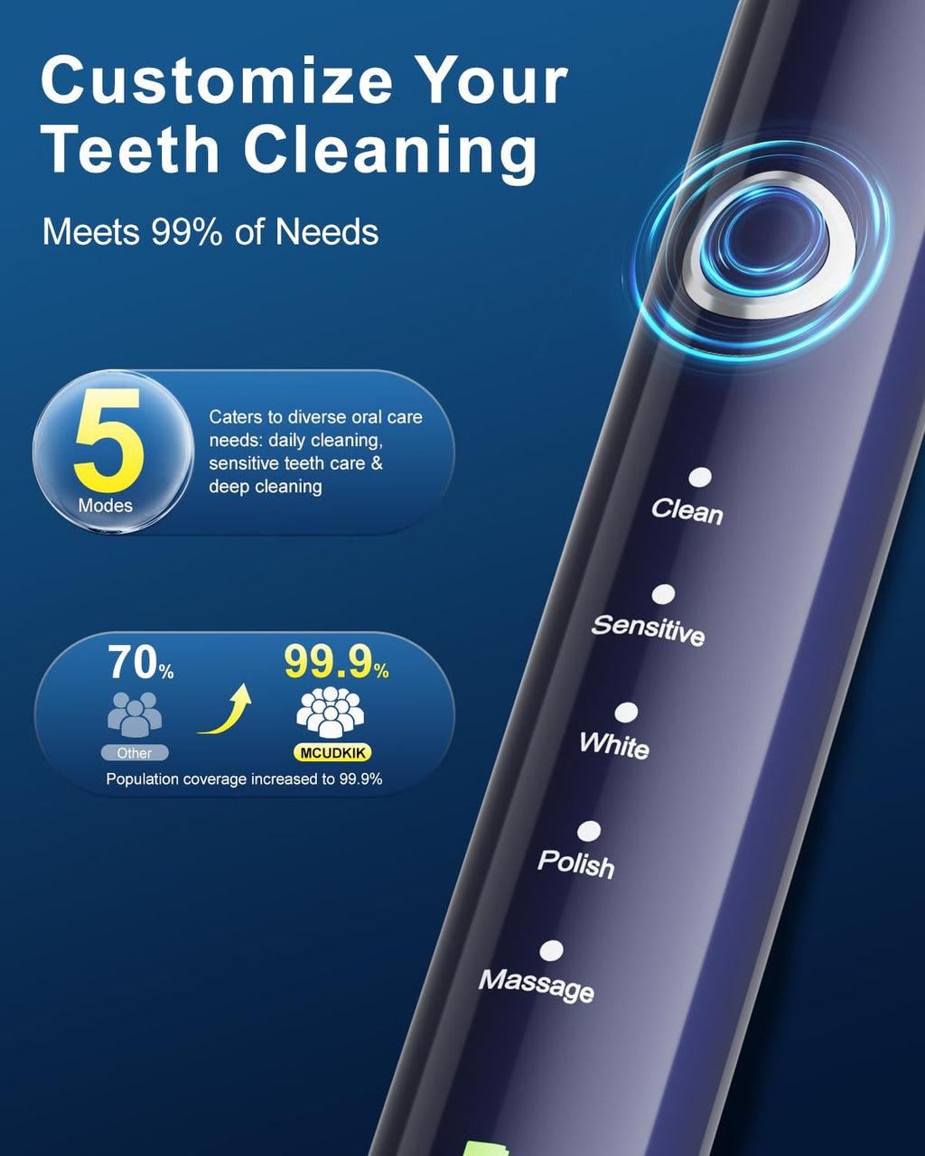 Black Rechargeable Electric Toothbrush with 8 Brush Heads G3159