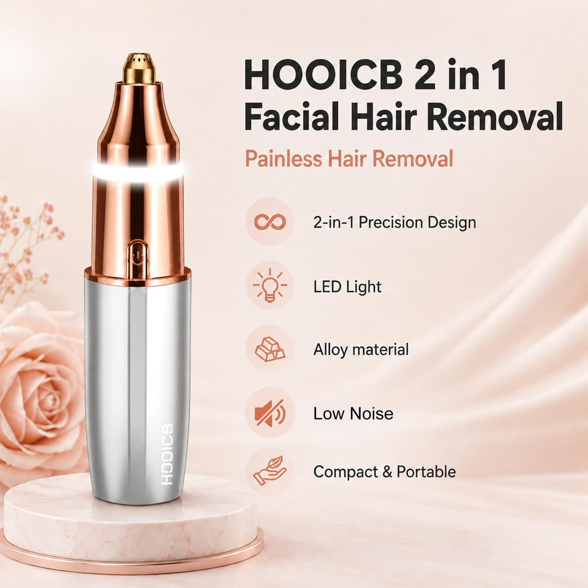 2-in-1 Electric Facial Hair Remover with LED Light Q3009