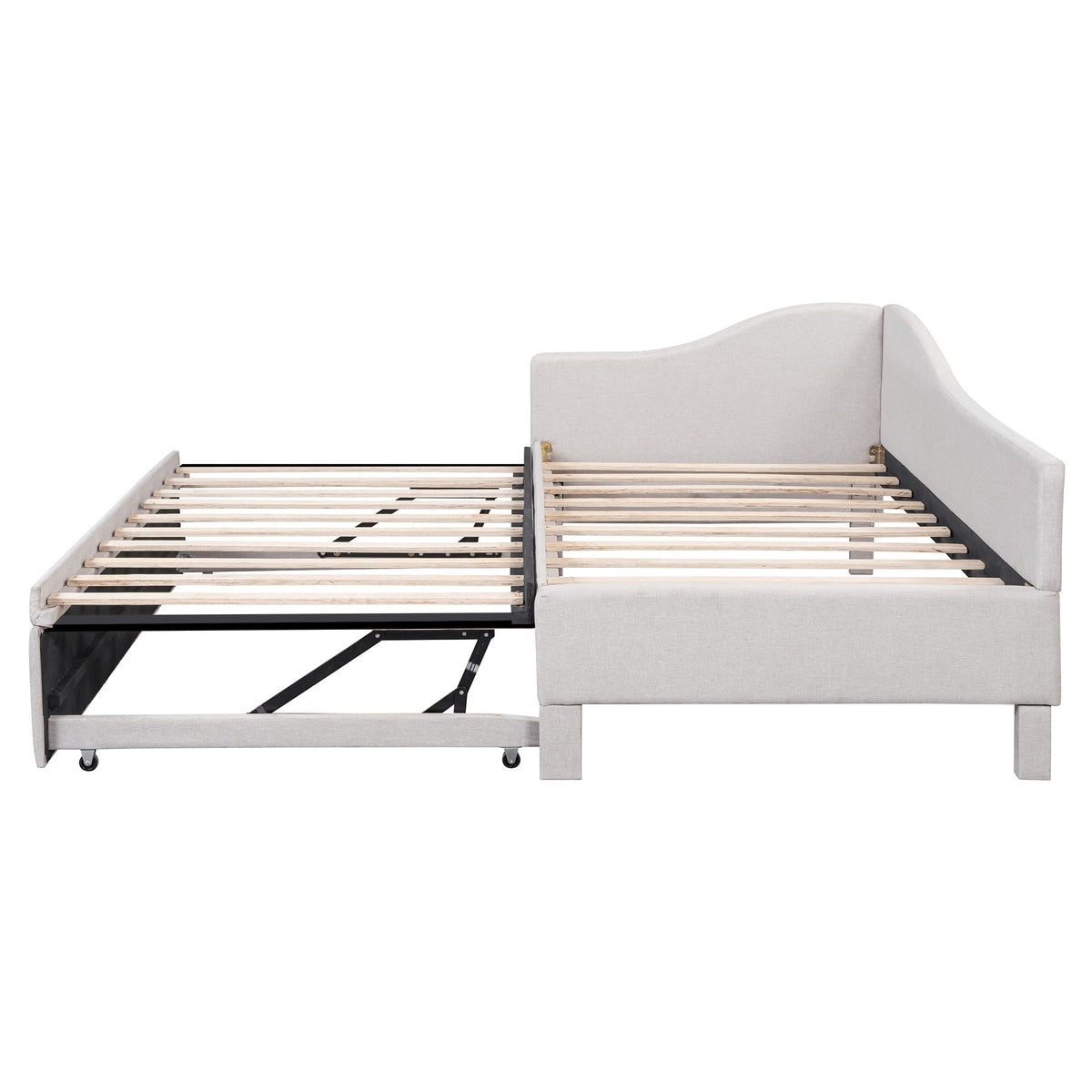 Twin Size Linen Upholstered Daybed with Pop up Trundle T8180