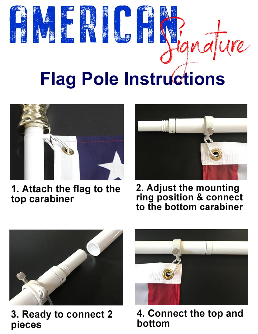3x5 ft US Flag and 6 ft Aluminum Flag Pole Kit with Holder U3312