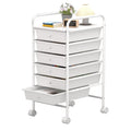 White 6 Tier Rolling Storage Cart with 6 Drawers R6494